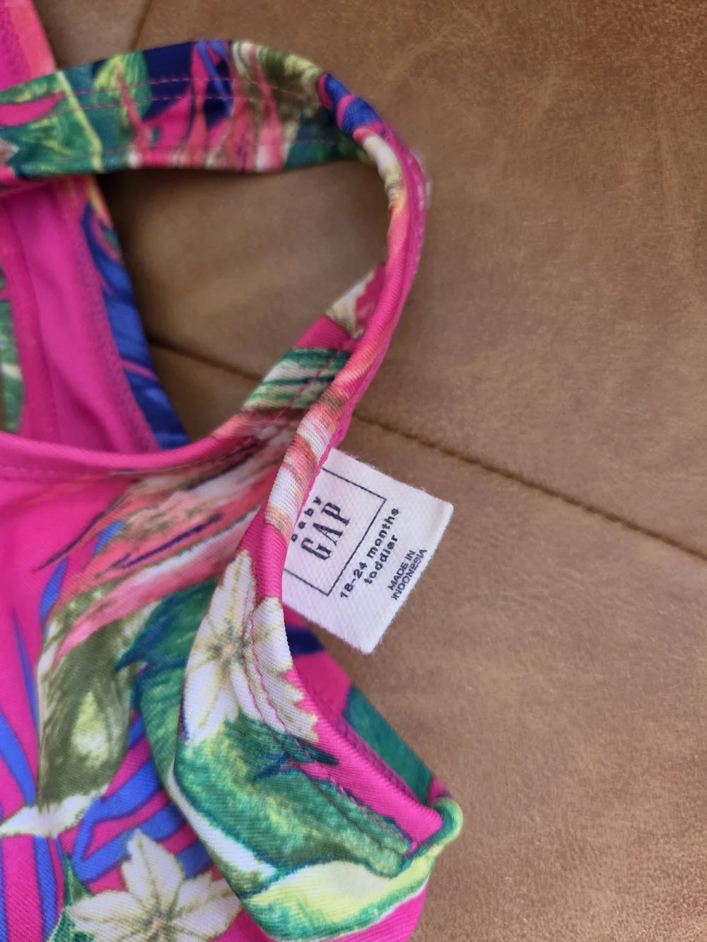 GAP Bright Pink Tropical One-Piece Swimsuit with Crisscross Straps